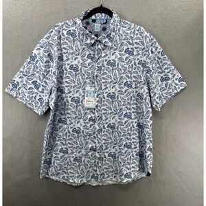 VTG 1946 Shirt Mens Size XXL Blue‎ White Button Up Performance Palms Stretch NWT
